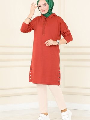 Kiremit Çıtçıt Detaylı Spor Tunik Kiremit Çıtçıt Detaylı Spor Tunik