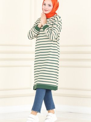 Zümrüt Çizgili Basic Tunik Zümrüt Çizgili Basic Tunik