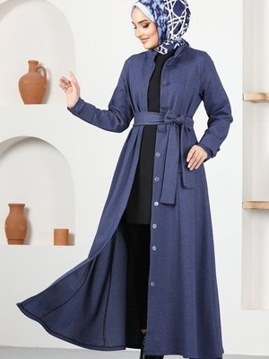 Lacivert Kemerli Kışlık Ferace Lacivert Kemerli Kışlık Ferace