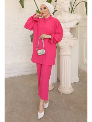 Fuşya Kol Detaylı Bürümcük Takım