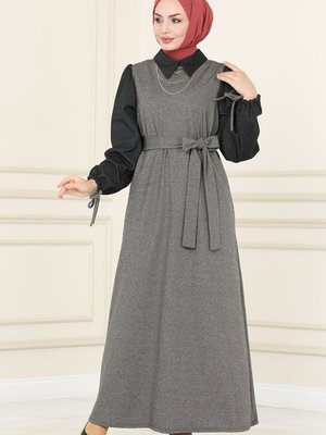 Vizyon & Antrasit Yakalı Kışlık Gömlek Elbise