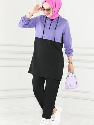 Lila & Siyah Yarım Fermuarlı Spor Takım Lila & Siyah Yarım Fermuarlı Spor Takım