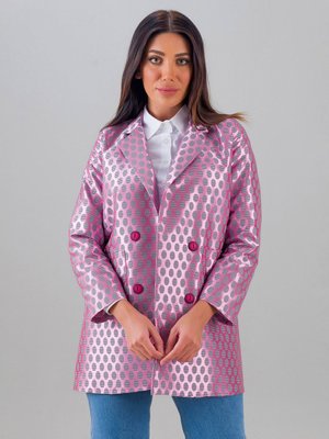 Pembe Blazer Ceket Puantiyeli Pembe Blazer Ceket Puantiyeli