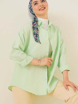 Oversize Basic Gömlek E.yeşil