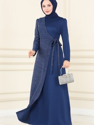 Lacivert Sim Detaylı Elbise Lacivert Sim Detaylı Elbise