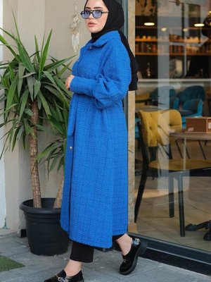 Kadın Düğmeli Kuşaklı Kaban