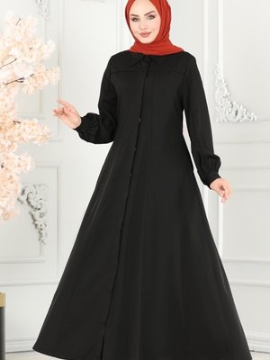 Siyah Biye Detaylı Ferace