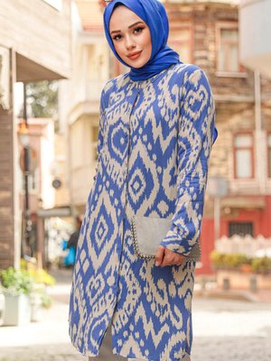 Desenli Mavi Tunik