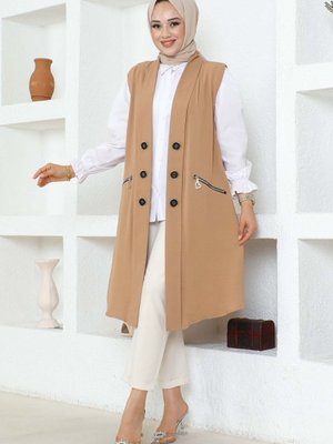 Bej Büyük Beden Ayrobin Yelek Bej Büyük Beden Ayrobin Yelek