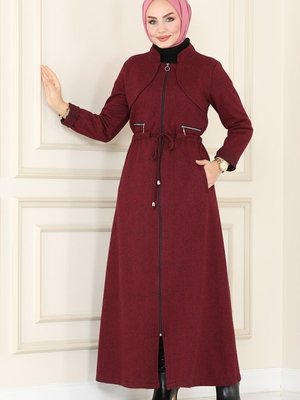 Bordo Bolerolu Kışlık Ferace Bordo Bolerolu Kışlık Ferace