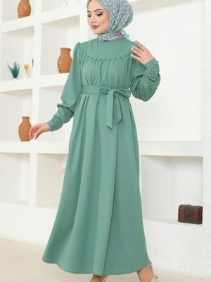 Mint İnci Detaylı Elbise