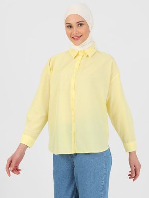 Sarı Düğme Detaylı Poplin Gömlek Sarı Düğme Detaylı Poplin Gömlek