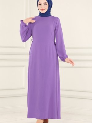Lila Yandan Bağlamalı Aerobin Elbise