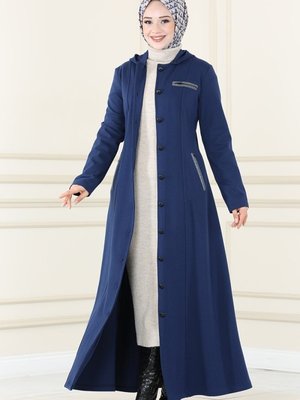 Lacivert Kapüşonlu Kışlık Ferace Lacivert Kapüşonlu Kışlık Ferace