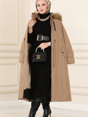 Vizyon Kapşonu Kürklü Bondit Trençkot Vizyon Kapşonu Kürklü Bondit Trençkot