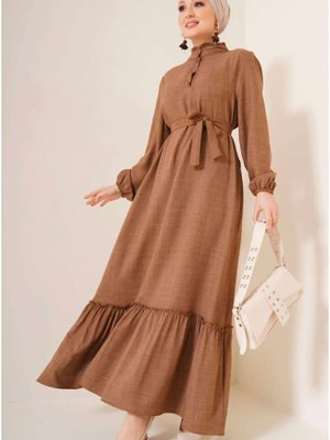 Keten Hakim Yaka Elbise