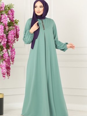 Mint Taş Detaylı Mira Elbise