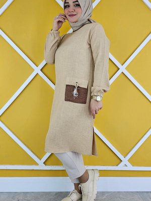 Kadın Cep Püskül Detaylı Tesettür Tunik