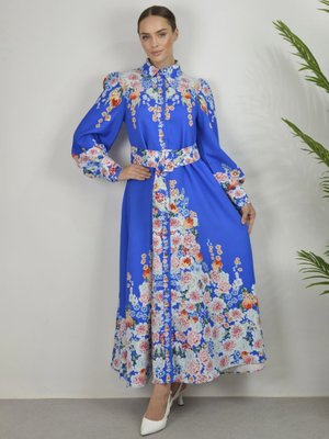 Mavi Atlas Kumaş Elbise