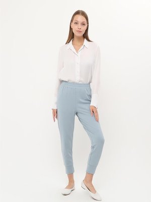 Buz Mavisi Step Paçası Manşetli Beli Lastikli Pantolon Buz Mavisi Step Paçası Manşetli Beli Lastikli Pantolon