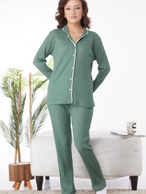 Mınt Uzun Kollu Düğmeli Pijama Takımı Mınt Uzun Kollu Düğmeli Pijama Takımı