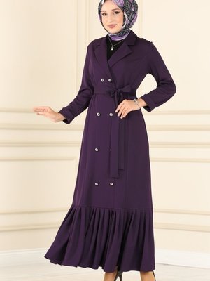 Mor Kruvaze Yaka Elbise Mor Kruvaze Yaka Elbise