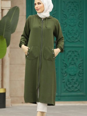 Kapüşonlu Haki Kap