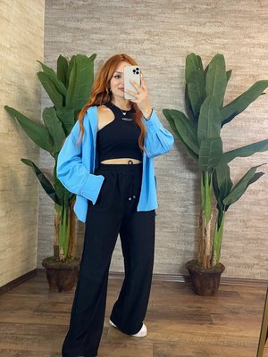 Siyah İpli Palazzo Pantolon