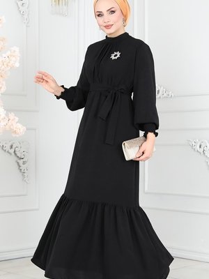 Siyah Eteği Fırfırlı Aerobin Elbise