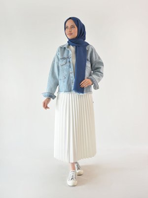 Taşlı Mavi Kot Ceket