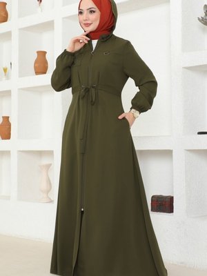 Haki Nakış İşlemeli Medine İpeği Ferace