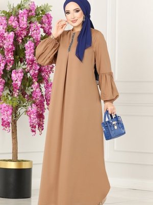 Latte Taş Detaylı Mira Elbise