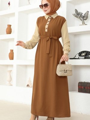 Kahve&Vizyon Gömlek Yaka Aerobin Elbise