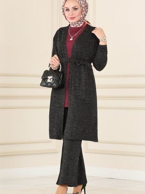 Mürdüm & Siyah Kemerli Üçlü Selanik Takım Mürdüm & Siyah Kemerli Üçlü Selanik Takım