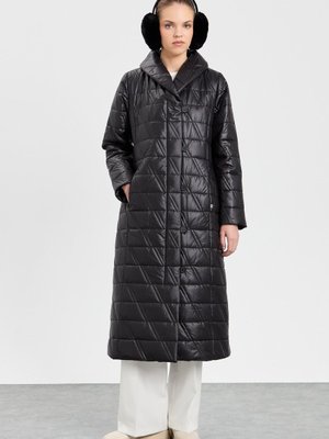 Şal Yaka Kapitone Kaban Siyah