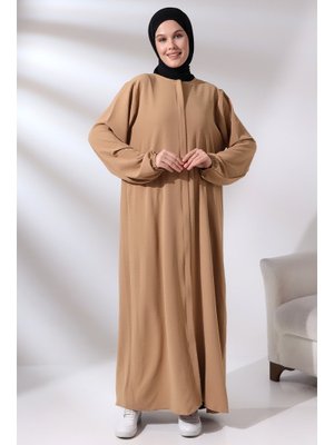 Kapuçino Aerobin Gizli Fermuarlı Ferace Elbise Kapuçino Aerobin Gizli Fermuarlı Ferace Elbise