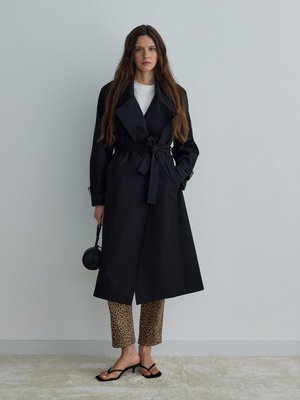 Siyah Rowe Gabardin Trençkot