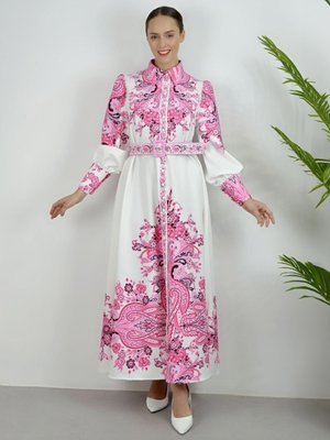 Pembe Atlas Kumaş Elbise