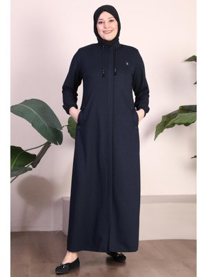 Lacivert Buyuk Beden Uzun Kislik Tam Boy Kadin Pardesu