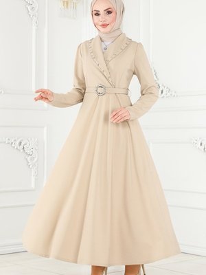 Taş Kruvaze Yaka Elbise