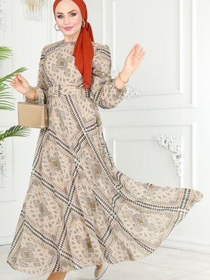 Vizyon Kaplama Kemerli Şifon Elbise