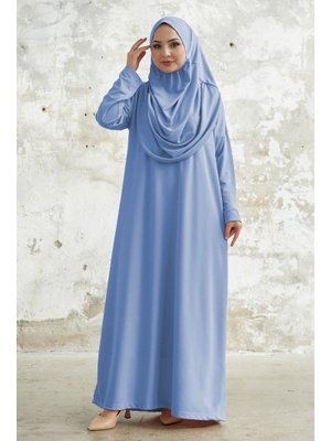 Bebe Mavisi Tek Parça Namaz Elbisesi Bebe Mavisi Tek Parça Namaz Elbisesi