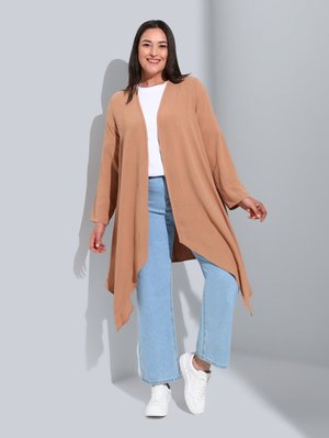 Koyu Bej Büyük Beden Asimetrik Kap