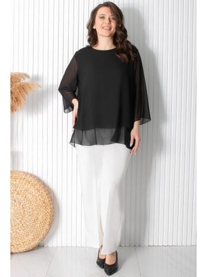 Siyah Şifon Tunik