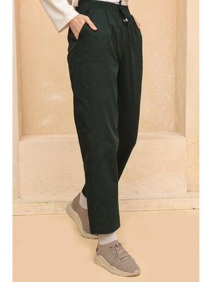 Zümrüt Yeşili Cepli Bol Paça Kot Pantolon