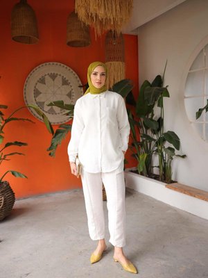 Tek Cepli Keten İkili Takım Beyaz