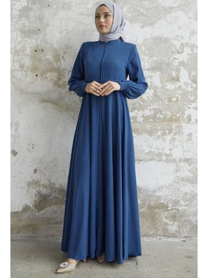 İndigo Güpürlü Medine İpeği Ferace İndigo Güpürlü Medine İpeği Ferace