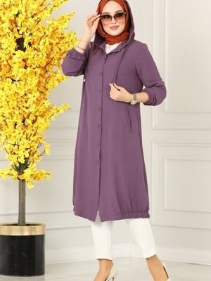 Koyu Lila Önden Düğmeli Basic Kap Koyu Lila Önden Düğmeli Basic Kap