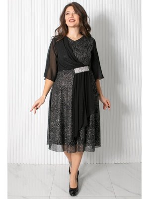 Siyah Payetli Abiye Elbise