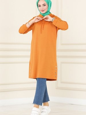 Koyu Hardal Çıtçıt Detaylı Spor Tunik Koyu Hardal Çıtçıt Detaylı Spor Tunik
